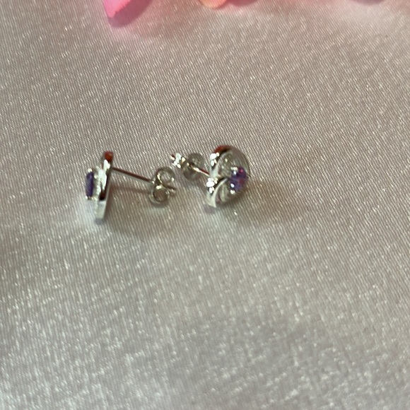 SS CZ Amethyst Earrings - Picture 2 of 3